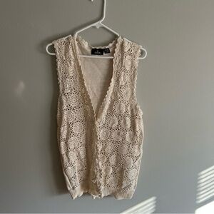 Vintage Boho Crochet Vest Cottagecore - Size M